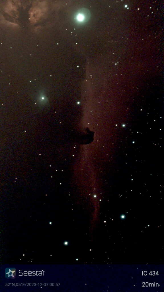 Omgeving Alnitak Flame Horsehead gemaakt met de Seestar smart telescope